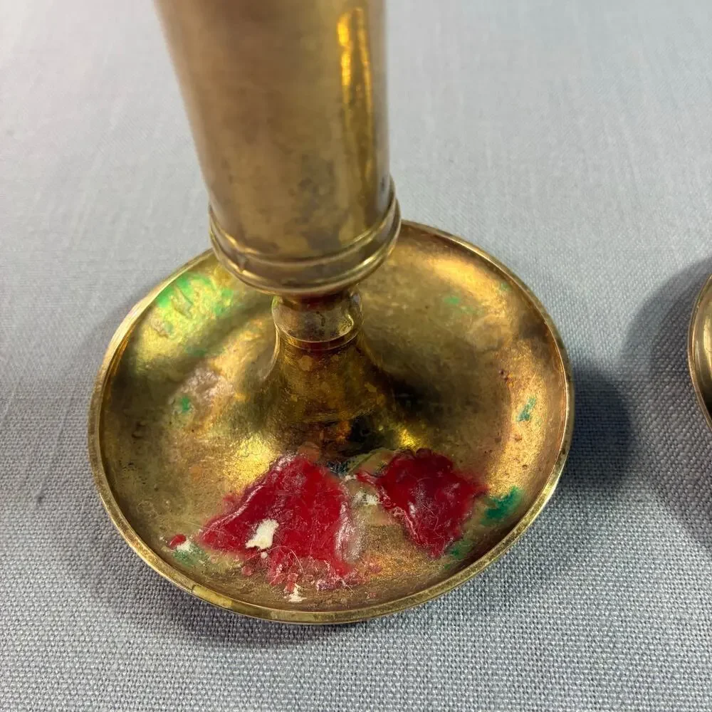 Vintage Solid Brass Candlestick Holders Pair 5